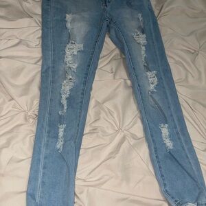 Blue Skinny Distressed Jeans